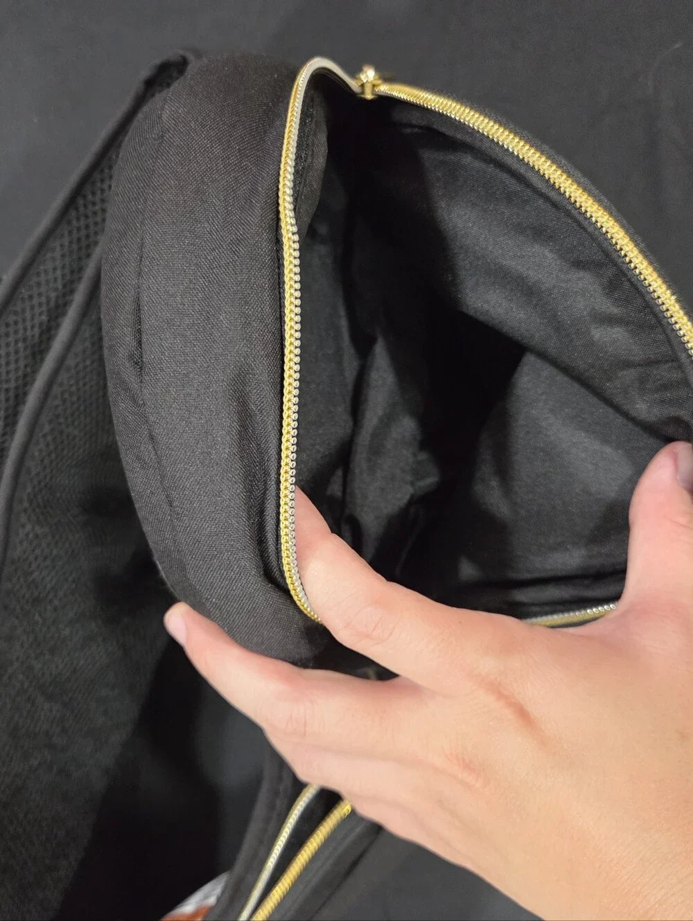 tushbaby Black Backpack with Gold Accents